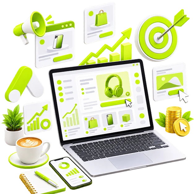 Google Ads Management for Ecommerce - a laptop showing a product results page with one listing selected
