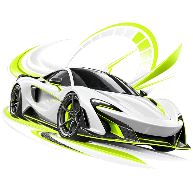Sell Auto Parts Online - a sports car on a curving track with a speedometer arc behind it