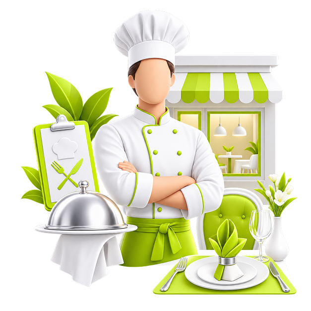 Additional Revenue for Restaurant Owners - a chef in front of a restaurant window, with a cloche