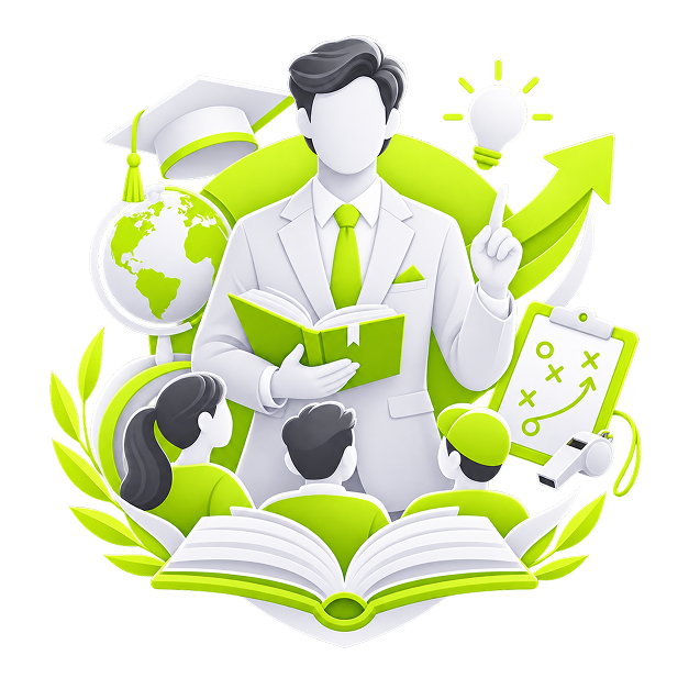 Side Hustle for Teachers - an educator holding an open book before students, with a graduation cap, a globe