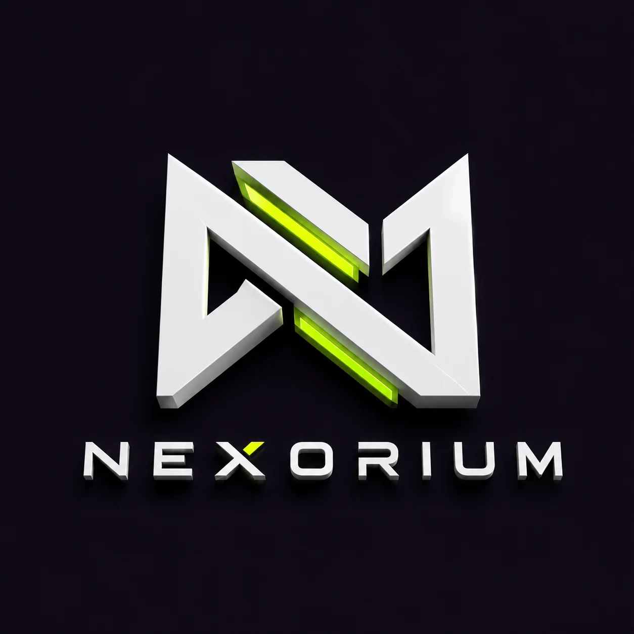Logo Design Services - a three-dimensional logo mark rendered with depth and shading on a near-black ground